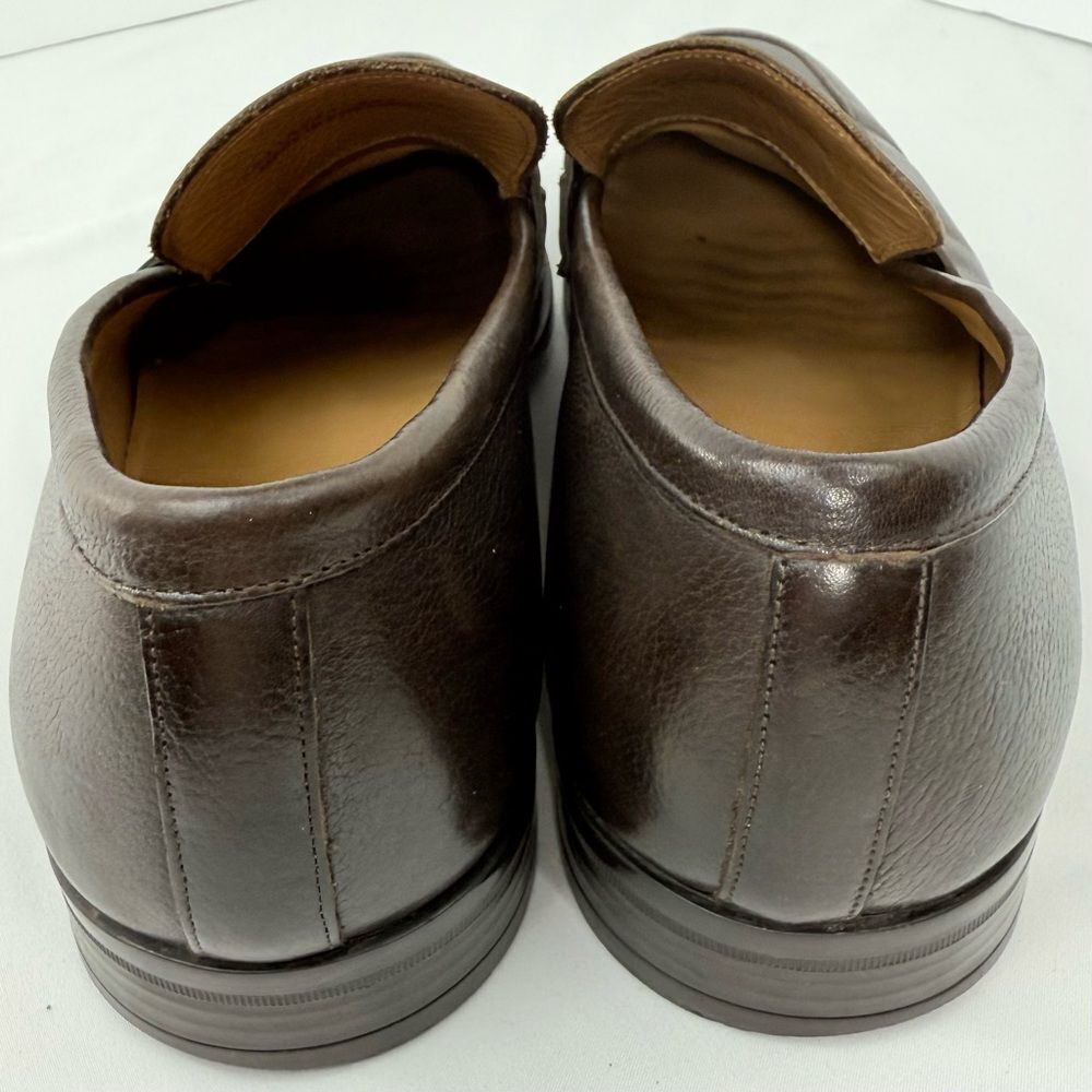 Hugo Boss Brown Leather Silver Tone Horse Bit Slip On Dress Loafer Shoes - Picture 13 of 15
